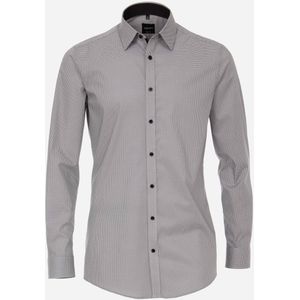 VENTI body fit overhemd, mouwlengte 7, popeline, zwart