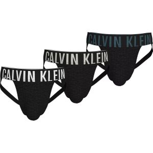 Calvin Klein Jockstrap (3-pack), heren jockstrap, zwart met gekleurde tailleband - Maat: M