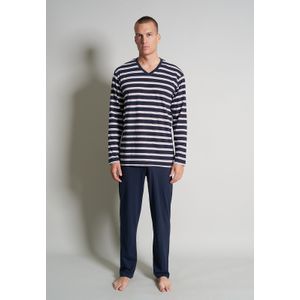 Ceceba heren pyjama V-hals, middenblauw gestreept -  Maat: 6XL