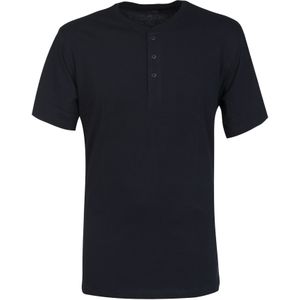 SCHIESSER Mix+Relax T-shirt, korte mouw, O-hals met knoopsluiting, blauw -  Maat: XL