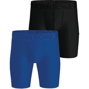 Bjorn Borg Sports Lightweight Long Boxers, microfiber heren boxers extra lange pijpen (2-pack), zwart, blauw