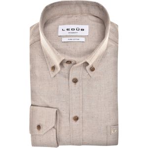 Ledub modern fit overhemd, flanel, lichtbruin