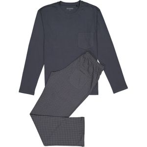 SCHIESSER heren pyjama, O-hals, grijs met dessin broek -  Maat: XL