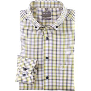 OLYMP Luxor comfort fit overhemd, popeline, limoen geruit