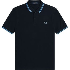 Fred Perry M3600 polo twin tipped shirt, pique, Navy / Soft Blue / Twilight Blue -  Maat: XL