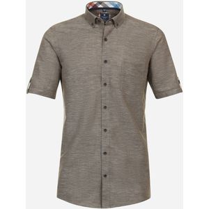 3 voor 99 | Redmond comfort fit overhemd, korte mouw, popeline, bruin 45/46