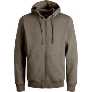 JACK & JONES Bradley sweat zip hood regular fit, heren sweatvest katoenmengsel met capuchon, olijfgroen