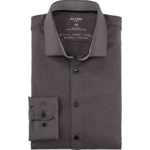 OLYMP 24/7 No. 6 Six super slim fit overhemd, structuur, antraciet