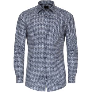 VENTI body fit overhemd, popeline, blauw dessin