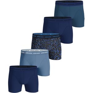 Bjorn Borg Cotton Stretch boxers, heren boxers normale lengte (5-pack), 3 tinten blauw en luipaard print