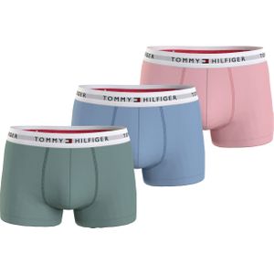 Tommy Hilfiger trunk (3-pack), heren boxers normale lengte, groen, lichtblauw, roze -  Maat: XXL