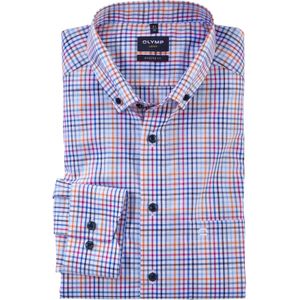 OLYMP Luxor modern fit overhemd, popeline, oranje geruit