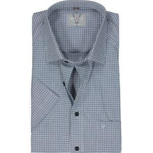 MARVELIS comfort fit overhemd, korte mouw, popeline, donkerblauw met wit geruit 44