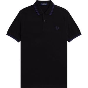 Fred Perry M3600 polo twin tipped shirt, pique, Black / French Navy / French Navy -  Maat: M