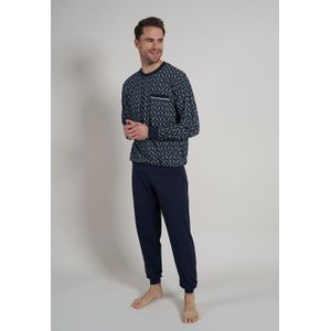 Gotzburg heren pyjama O-hals, donkerblauw dessin