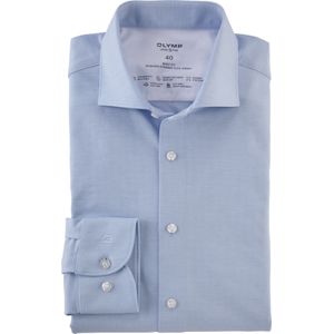 OLYMP 24/7 Level 5 body fit overhemd, mouwlengte 7, tricot, bleu geruit