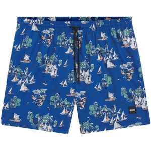 HUGO BOSS Piranha swim shorts, heren zwembroek, kobalt blauw dessin