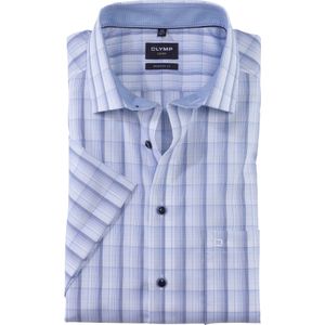 OLYMP Luxor modern fit overhemd, korte mouw, popeline, bleu geruit