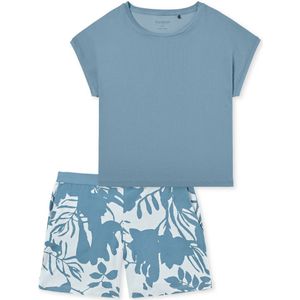 SCHIESSER Modern Nightwear shortamaset, dames pyjama shortama blauw-grijs -  Maat: 48