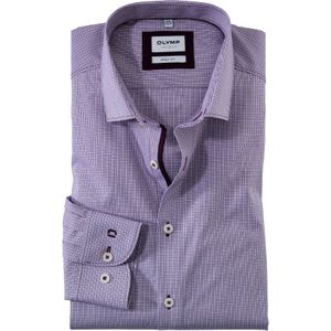 OLYMP Level 5 body fit overhemd, popeline, granaat geruit