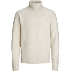 JACK & JONES Milo knit roll neck slim fit, heren pullover wolmengsel met col, beige -  Maat: XL