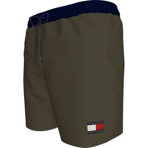 Tommy Hilfiger Medium Drawstring swimshort, heren zwembroek, army groen met blauwe band