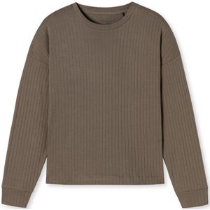 SCHIESSER Mix+Relax T-shirt, dames shirt lange mouwen interlock biologisch katoen taupe