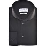 Ledub slim fit overhemd, popeline, zwart