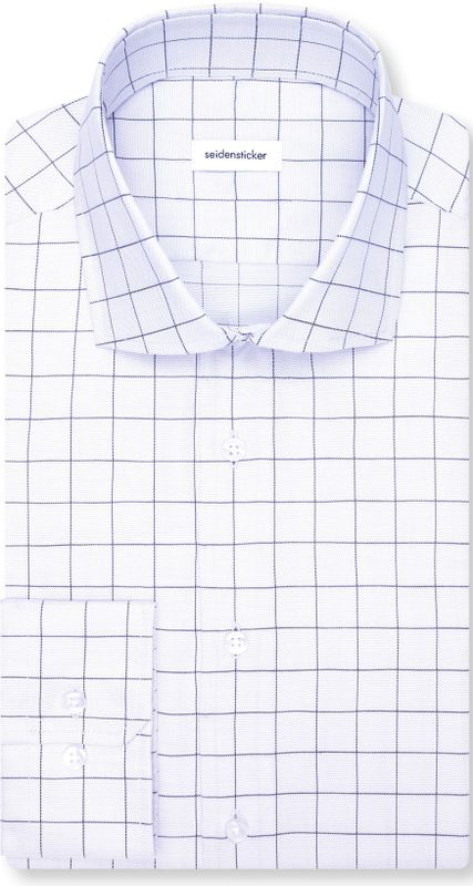 Seidensticker - Businessoverhemd - Middenblauw - Regular 1/1 Kentkraag Ruit