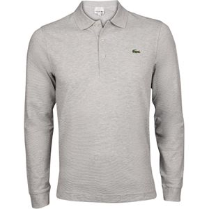 Lacoste - Sport - Poloshirt - Lichtgrijs - 100% Katoen, Lange Mouwen, Slim Fit