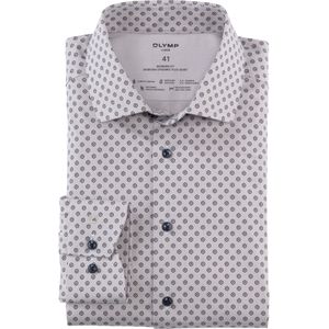 OLYMP Luxor 24/7 modern fit overhemd, structuur, taupe dessin