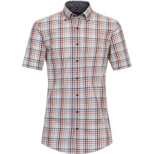 CASA MODA Sport casual fit overhemd, korte mouw, chambray, wit met blauw, rood en groen geruit