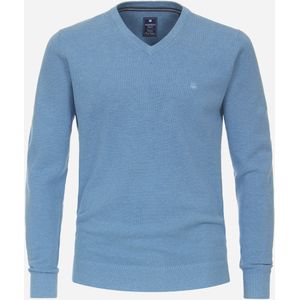 Redmond heren trui katoen, V-hals, blauw (middeldik) -  Maat: XL