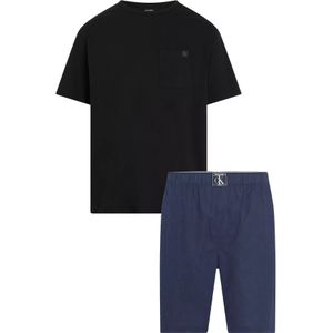 Calvin Klein heren shortama O-hals, zwart shirt met blauwe broek