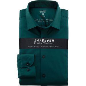OLYMP 24/7 Level 5 body fit overhemd, tricot, donkergroen 39