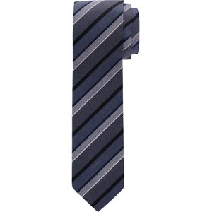 OLYMP smalle stropdas, marineblauw gestreept -  Maat: One size