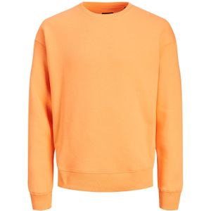 JACK & JONES Star basic sweat crew neck regular fit, heren sweatshirt katoenmengsel met O-hals, oranje -  Maat: S