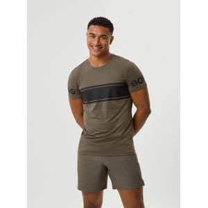 Bjorn Borg T-shirt stripe, taupe -  Maat: L