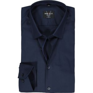 MARVELIS body fit overhemd, popeline, donkerblauw