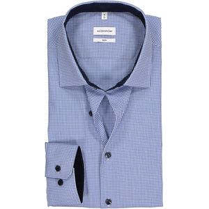 Seidensticker slim fit overhemd, blauw met wit geruit (contrast)