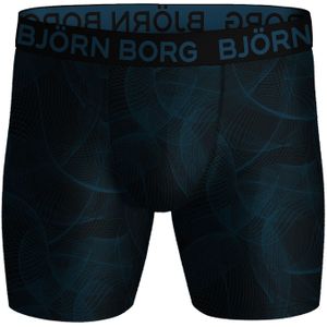 Bjorn Borg Performance boxers, microfiber heren boxers lange pijpen (1-pack), blauw print -  Maat: S