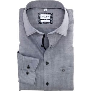 OLYMP Tendenz modern fit overhemd, popeline, zwart