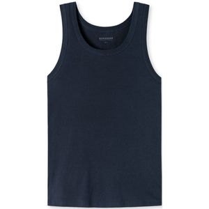 SCHIESSER Retro Rib singlet (1-pack), heren hemd dubbelrib biologisch katoen donkerblauw