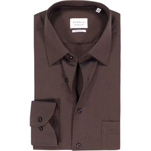 ETERNA - Modern Fit - Overhemd - Bruin - Strijkvrij