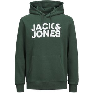 JACK & JONES Corp logo sweat hood regular fit, heren hoodie katoenmengsel met capuchon, groen L printwit