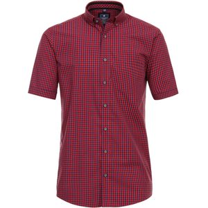 3 voor 99 | Redmond comfort fit overhemd, korte mouw, popeline, rood geruit
