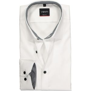 VENTI - Body Fit Overhemd - Wit - Strijkvriendelijk - Katoen - Kent Kraag