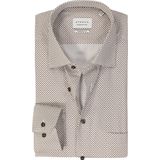 ETERNA - Modern Fit - Overhemd - Wit met Bruin - Beige en Lichtblauw Dessin - Strijkvrij