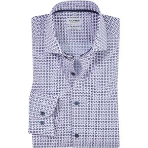 OLYMP Level 5 body fit overhemd, popeline, roze dessin