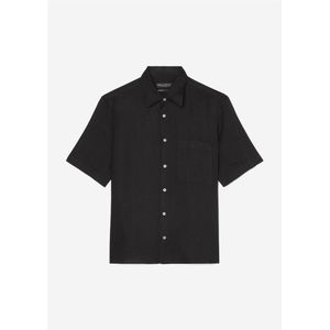 Marc O'Polo regular fit heren overhemd, korte mouw, structuur, zwart 47/48